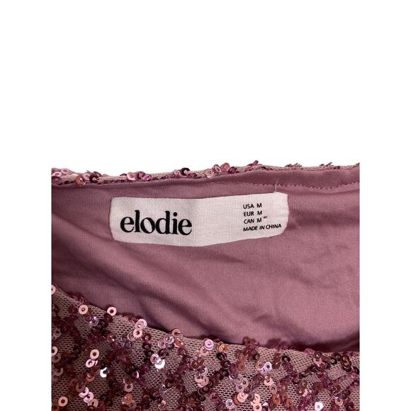 Elodie Pink Sequin Y2K Top Women’s Medium – Sparkly Party Long Sleeve - Picture 2 of 4